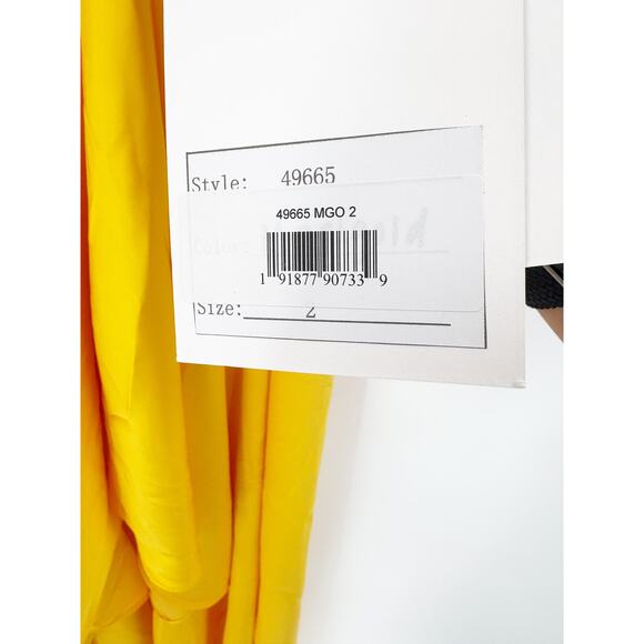 MAC DUGGAL Dress Size 2 Evening Gown NEW Mango Yellow Ruffle Hi Low Hem - Picture 5 of 7